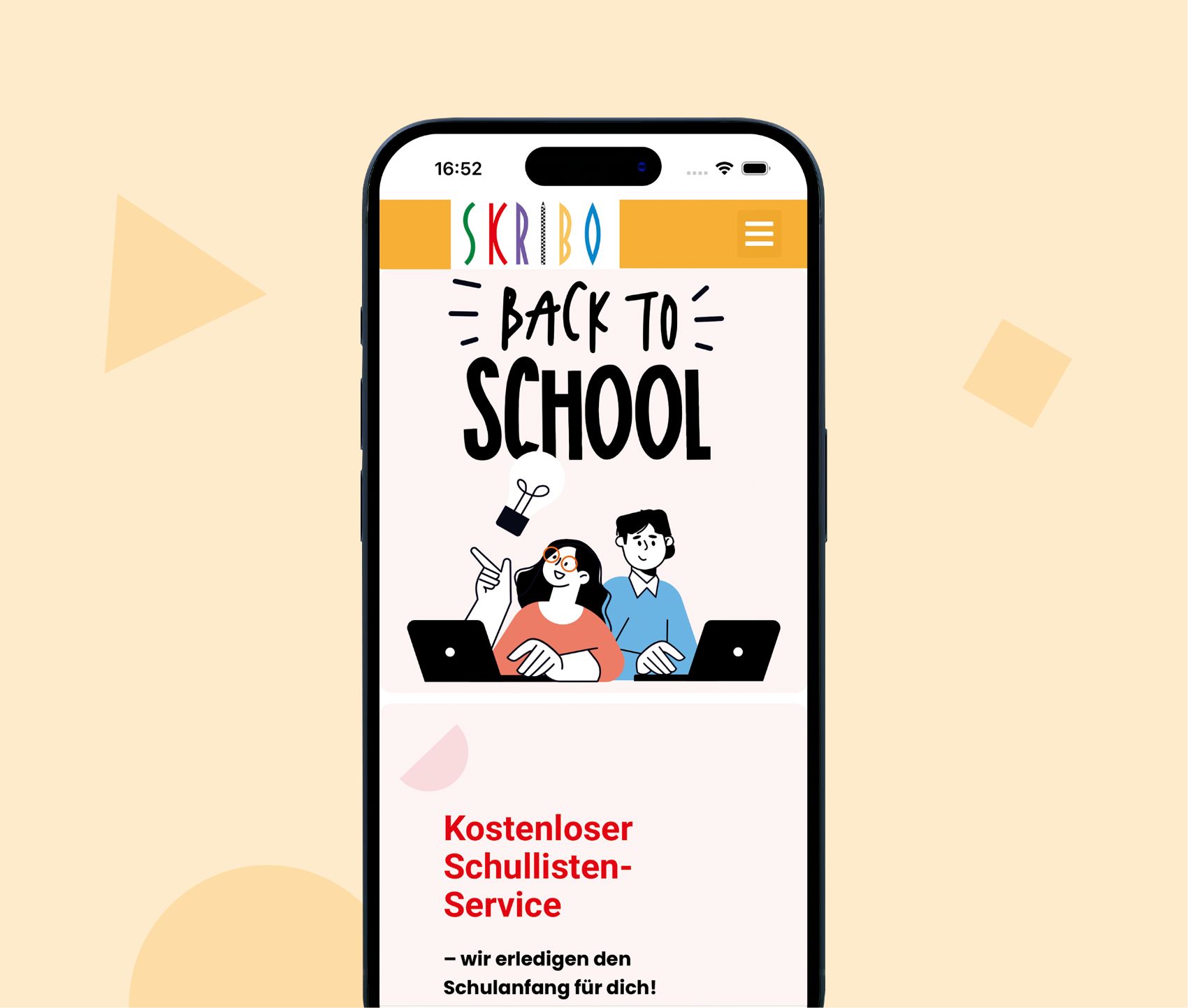 Webdesign Projekt für SKRIBO